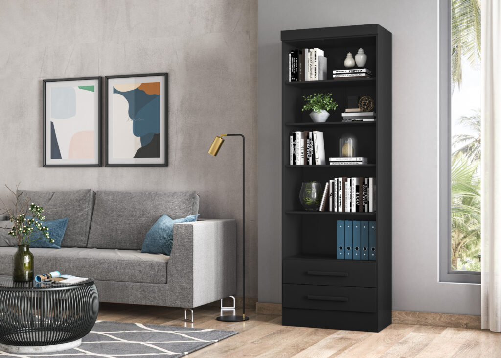 Qmovi - Livreiro 2 gvts - Preto - Ambiente