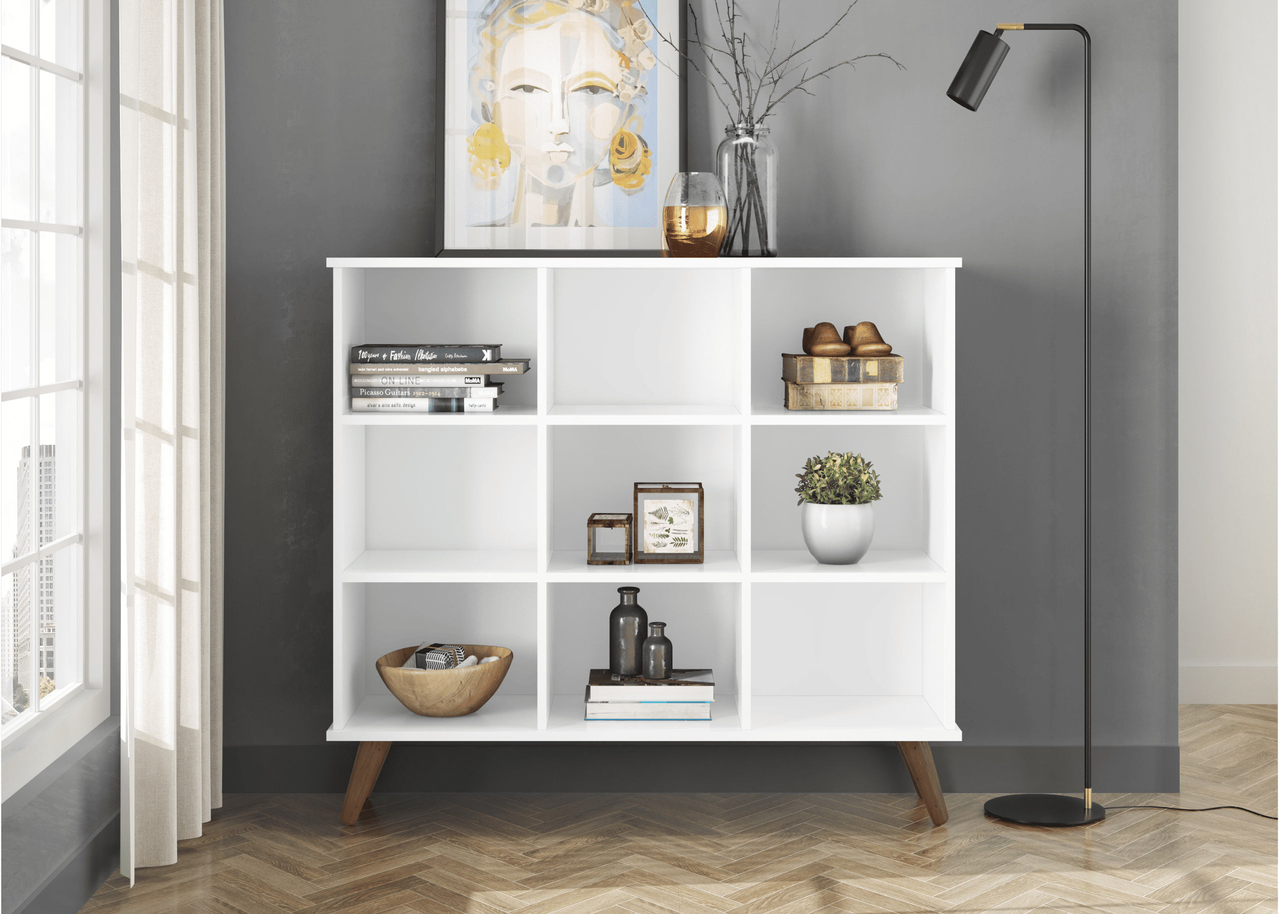 Qmovi - Nicho Organizador Com Pés Retrô - Branco - Sem Gavetas - Ambiente