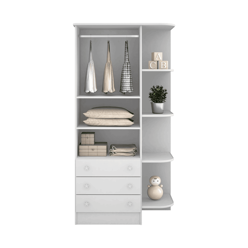 825 | Guarda Roupa 02 Portas E 03 Gavetas Com Cantoneira Linha Doce Sonho