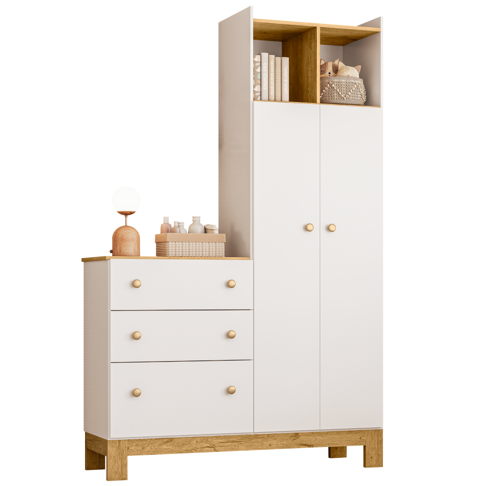 4970 | Guarda Roupa com Cômoda - Linha Flora<br><br><br>