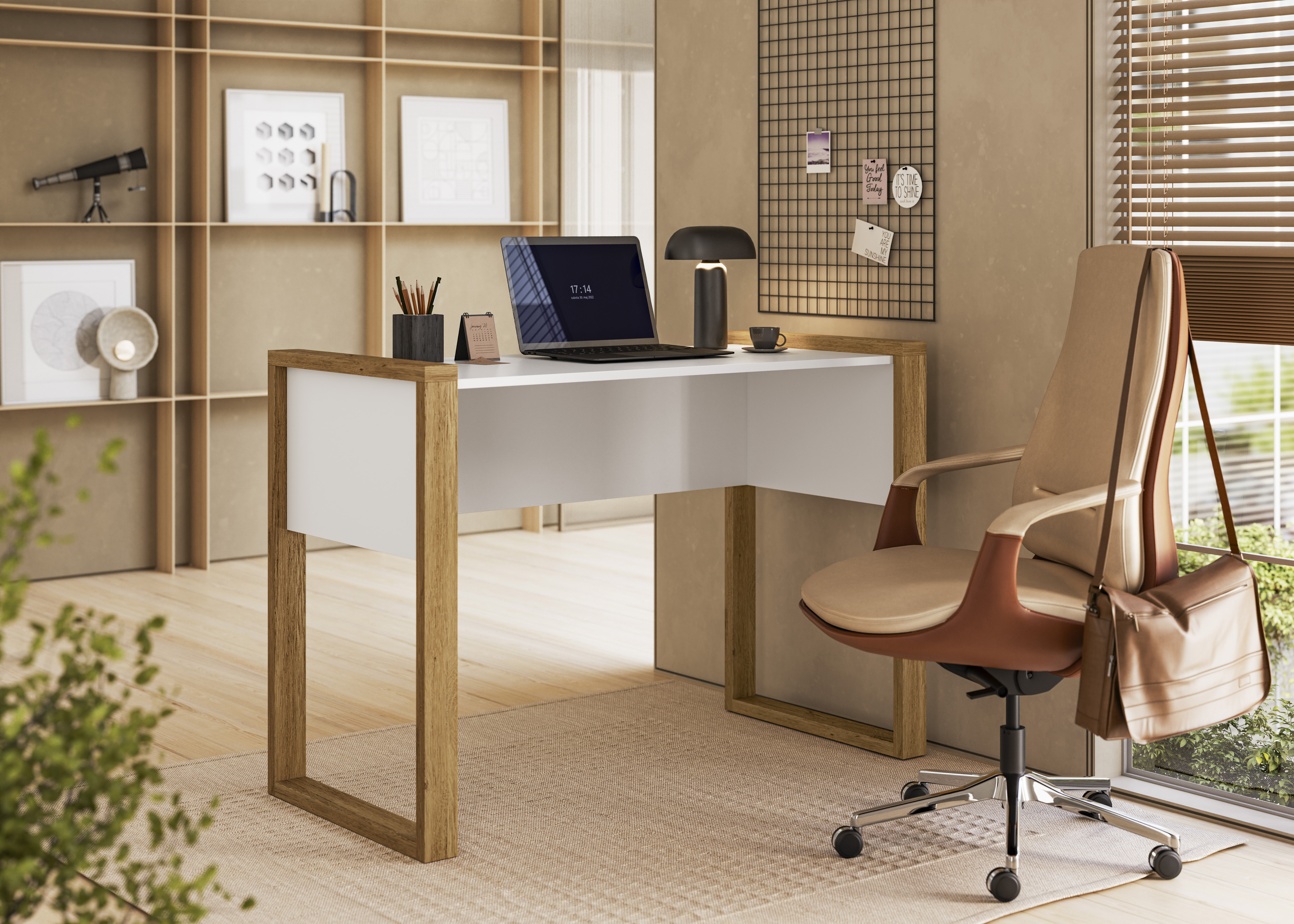 Qmovi - 5030 - Mesa Office - Freijo e Branco - Ambiente