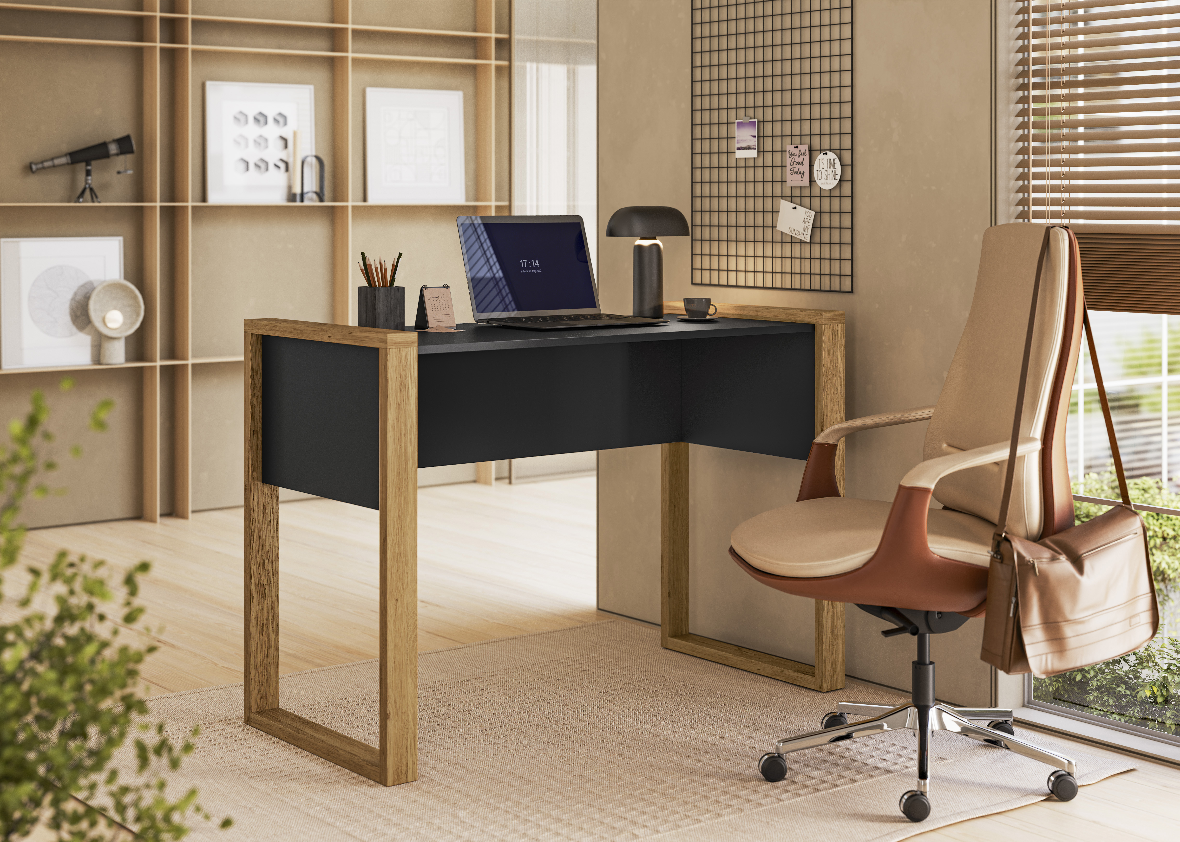 Qmovi - 5030 - Mesa Office - Freijo e Preto Fosco - Ambiente