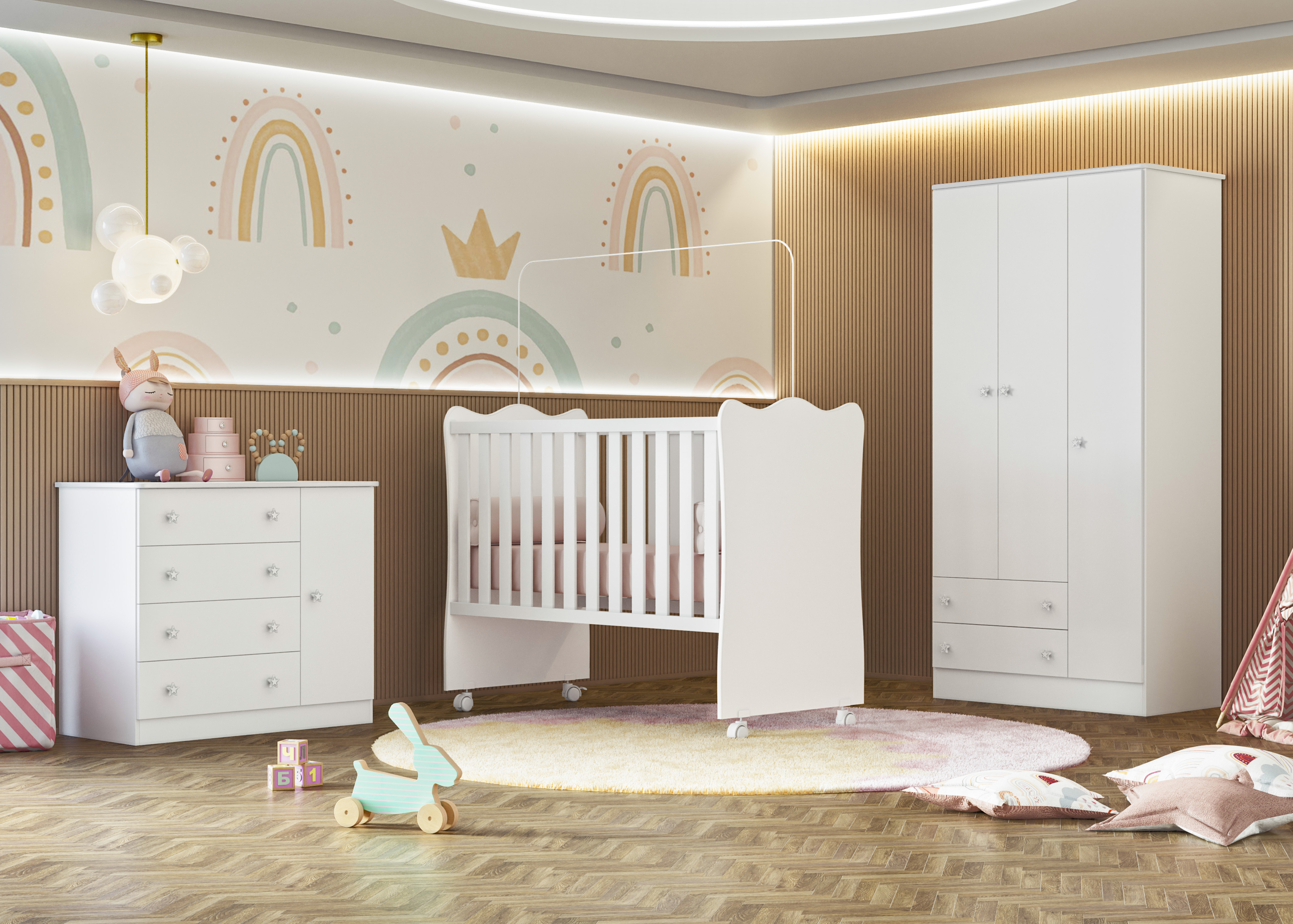 Qmovi - Composição Linha Doce Sonho - 2617+1+2561 - Branco - Sem Pes - Ambiente