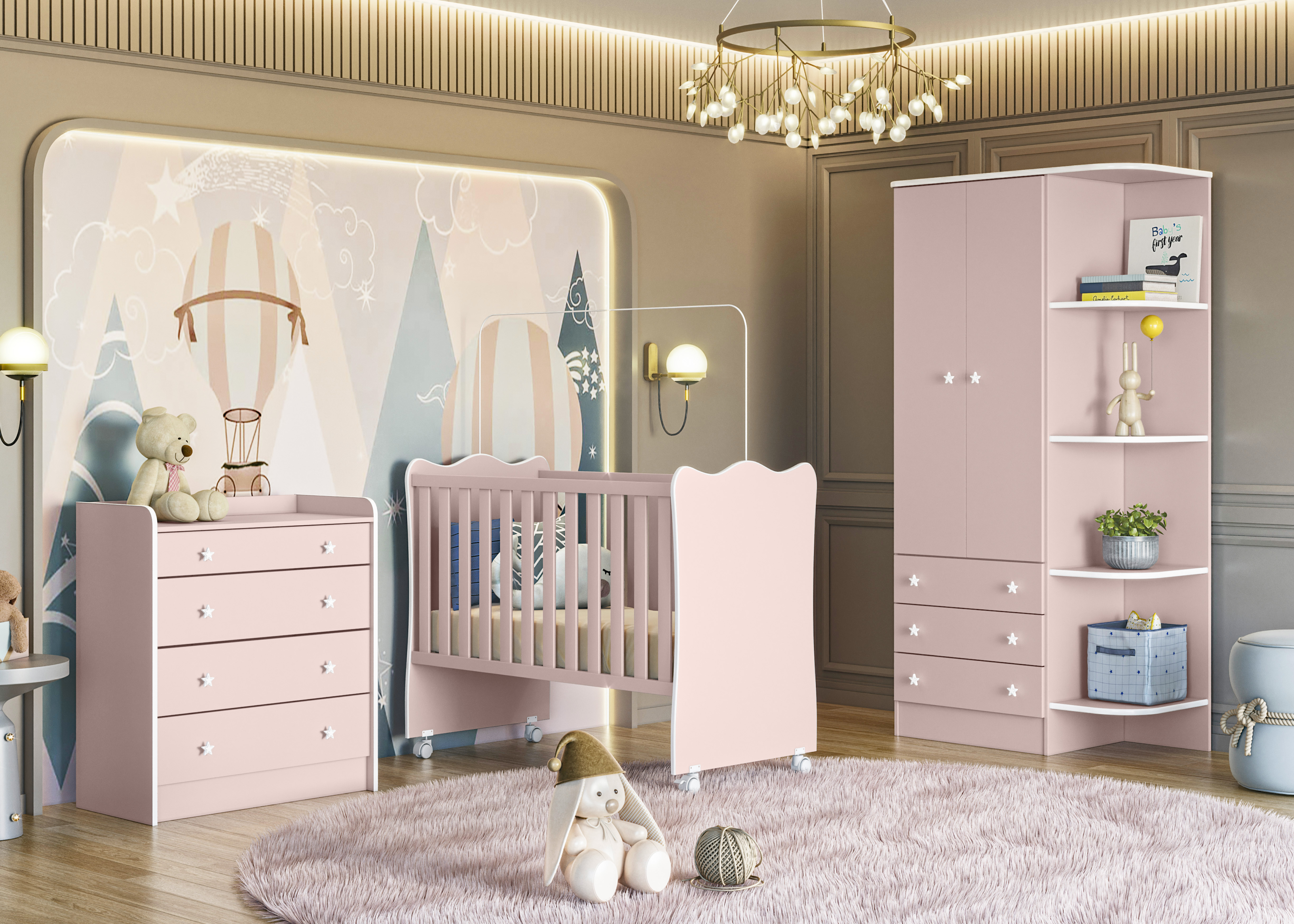 Qmovi - Composição Linha Doce Sonho - 825 + 1 + 2523 - Rosa - Sem Pes - Ambiente