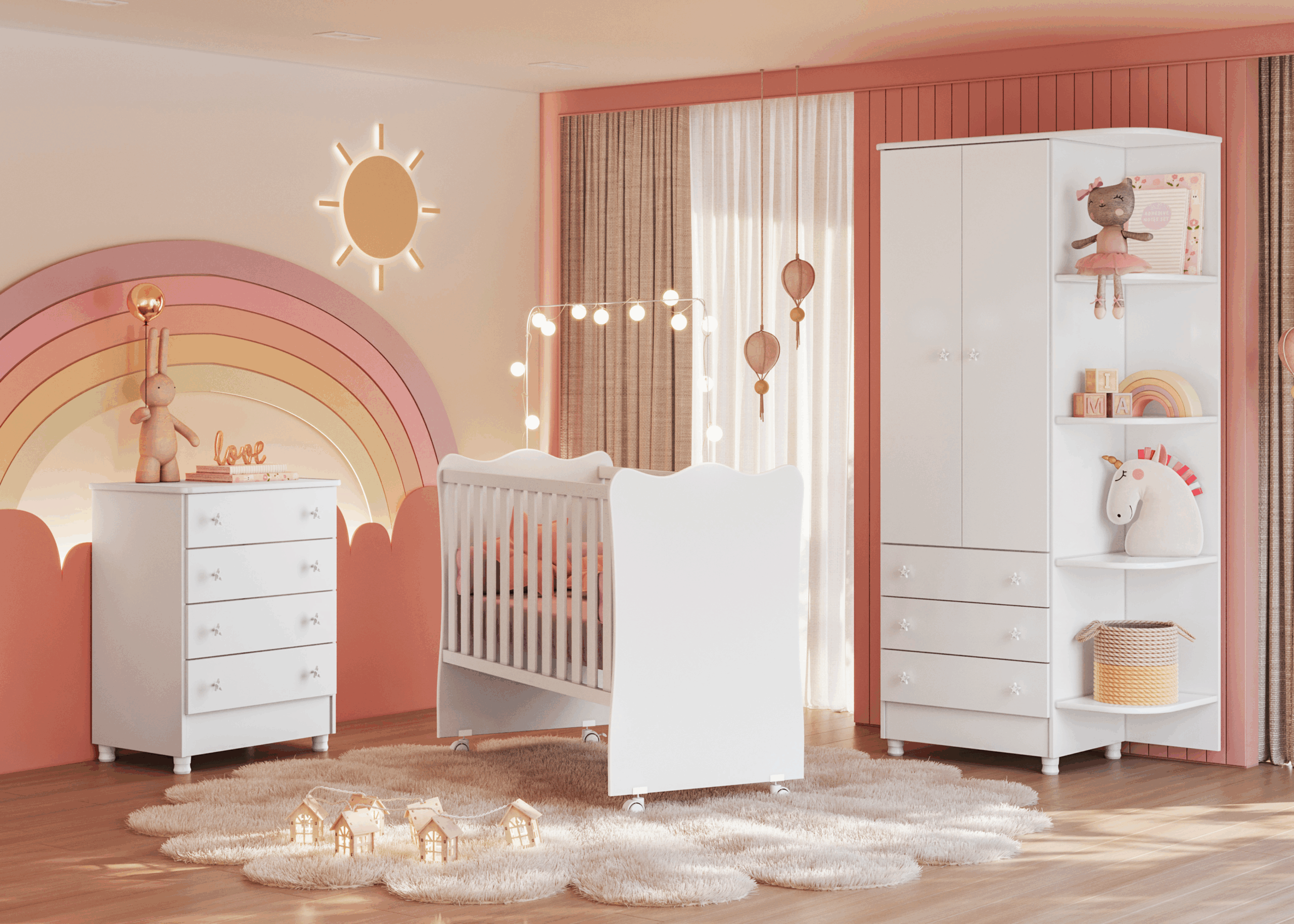 Qmovi - GR 825 + Berço 1 + Cômoda 777 - Branco - Ambiente