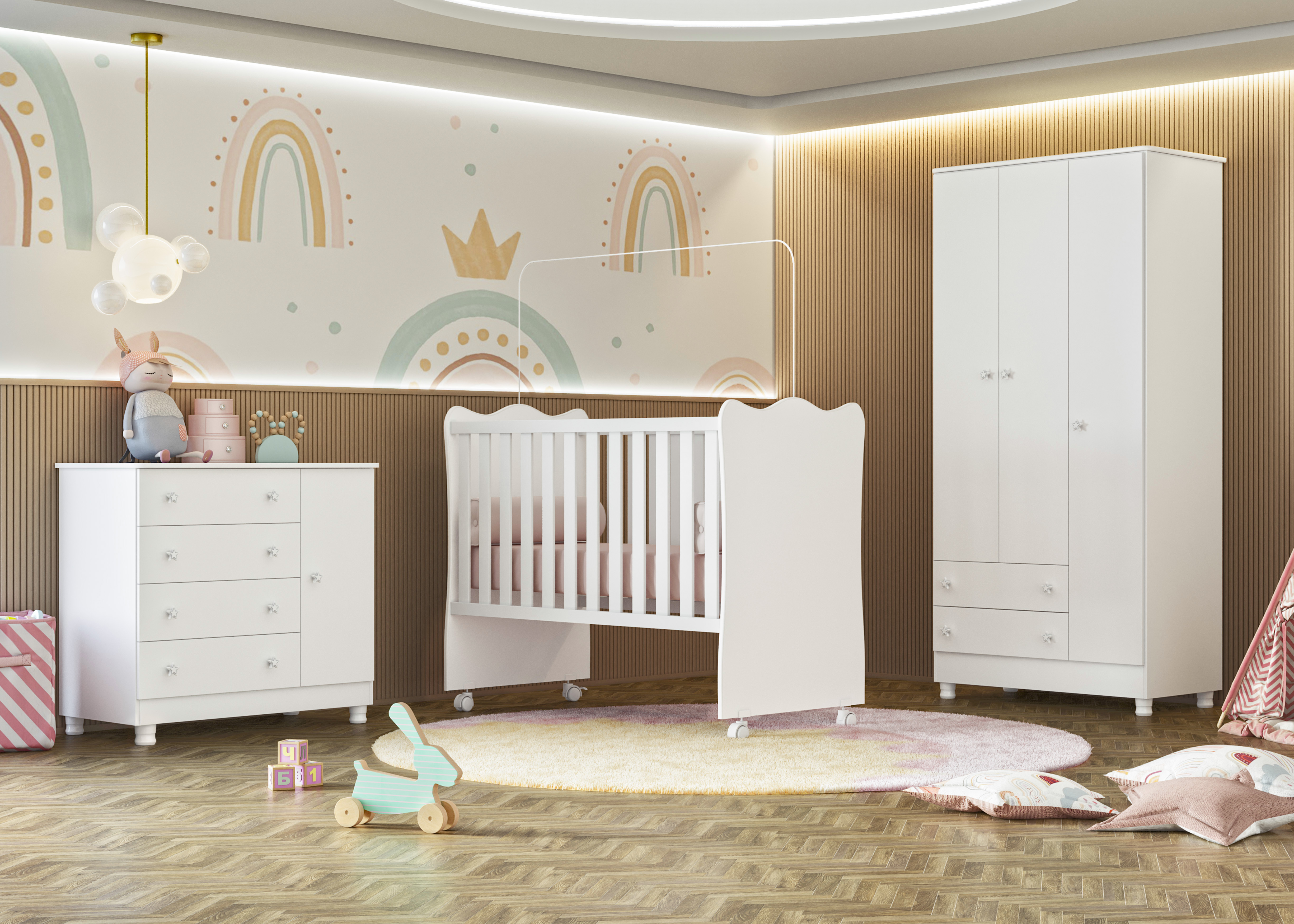 Qmovi - Linha Doce Sonho - 2617+1+2561 - Branco - Composição de Ambiente