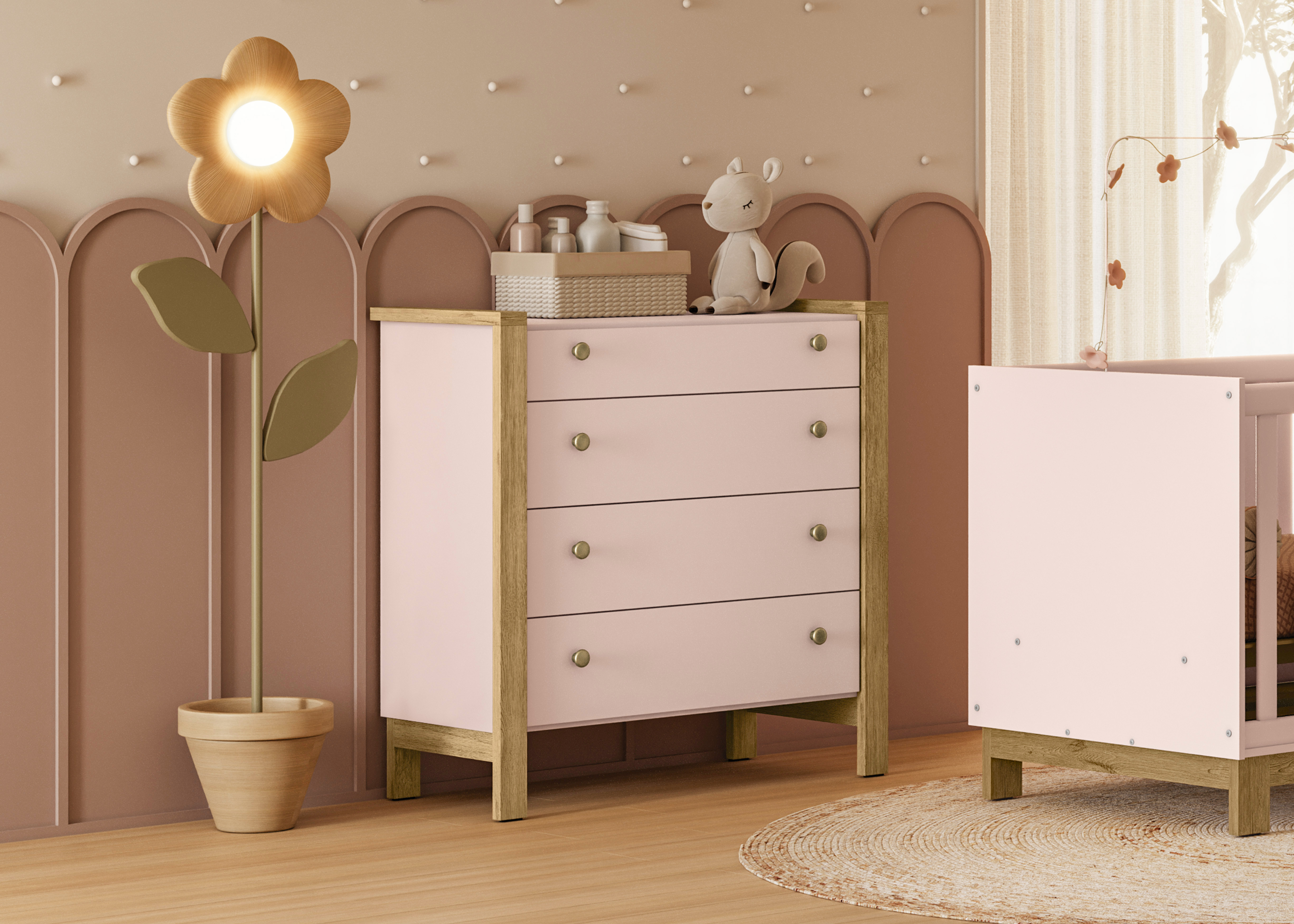 Cômoda 4 Gavetas - Ambiente - Rosa