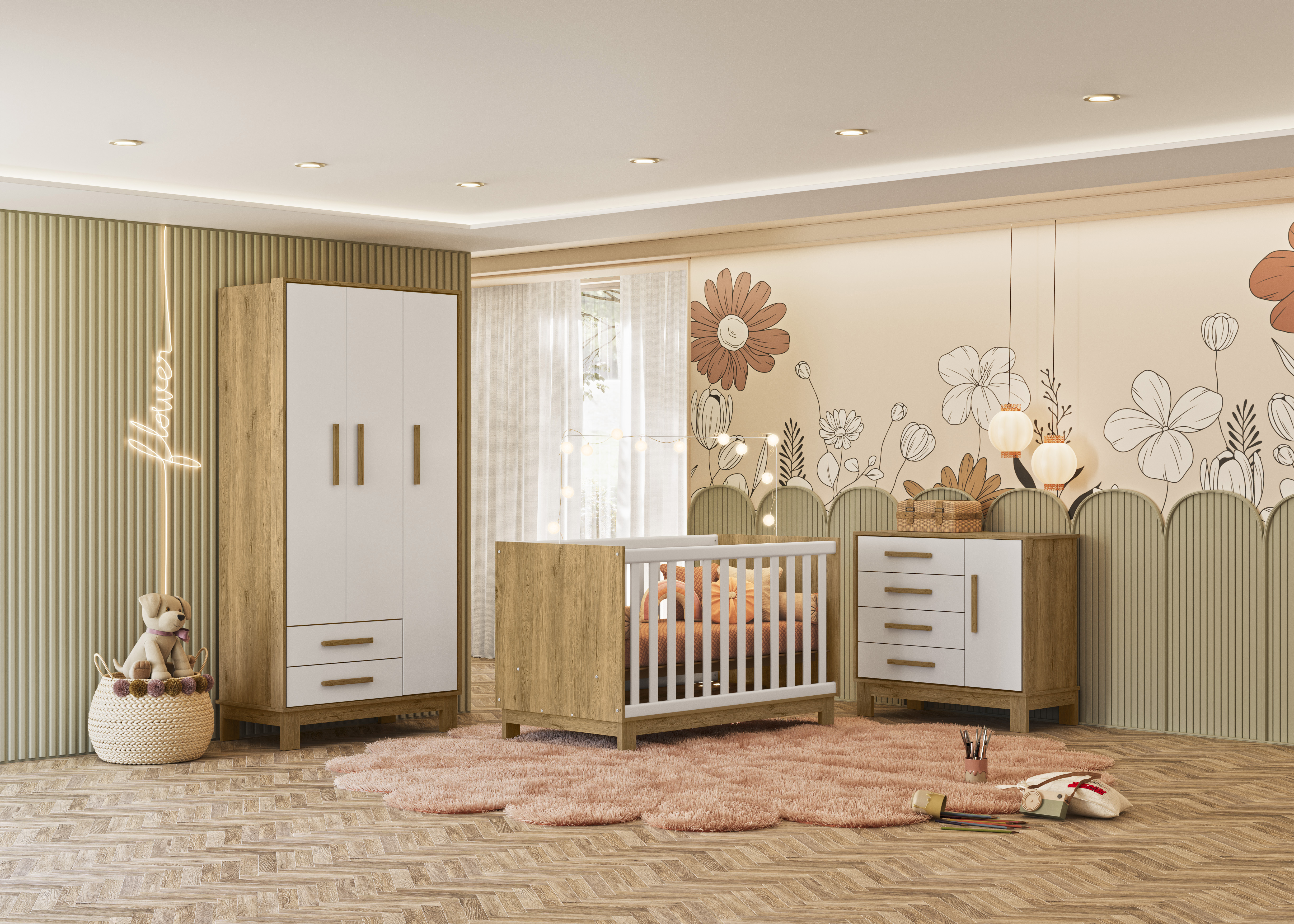 Qmovi - Linha Q Encanto Slim - 4315+4340+4355 - Freijo e Branco - Amb