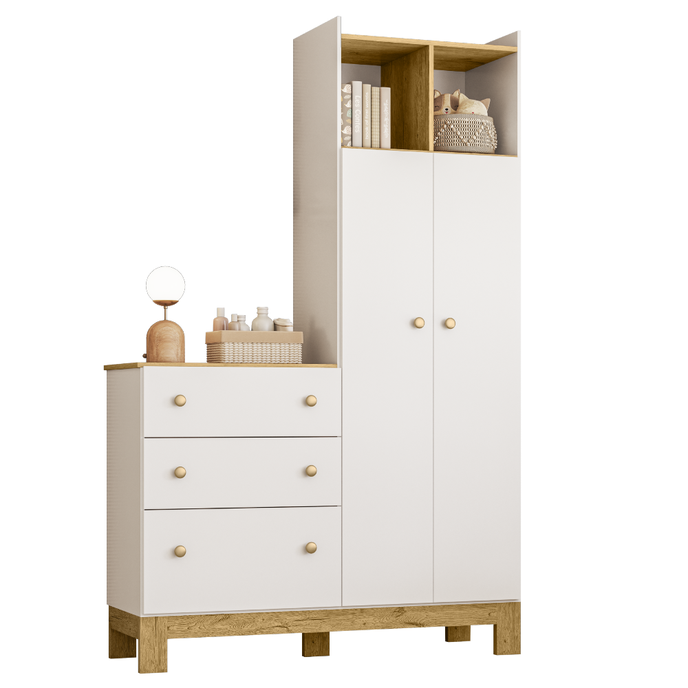 4970 | Guarda Roupa com Cômoda - Linha Flora<br><br><br>