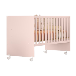 3540 - Berço Reto com Rodízio Doce Sonho - Rosa