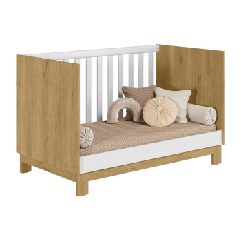 4315 - Berço-Mini-Cama - Freijó TOQ/Branco Acetinado