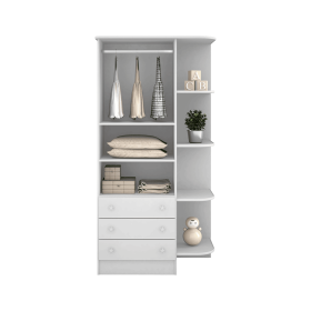 825 - Guarda Roupa 2 Portas e 3 Gavetas Com Cantoneira - Linha Doce Sonho - Branco Acetinado