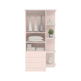 825 - Guarda Roupa 2 Portas e 3 Gavetas Com Cantoneira - Linha Doce Sonho - Rosa