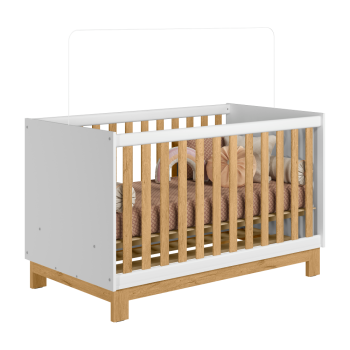 Qmovi - 4315 - Berço - Branco e Grade Freijó