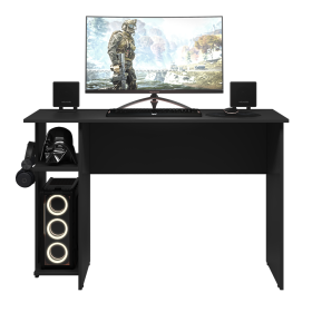 Qmovi - Mesa Gamer - Preto Fosco - Infinito Frontal Decorado